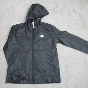 ADIDAS Women's Windbreaker Hooded Jacket Size XS Black/White